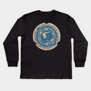 Killer Whales and Map of Greece Kids Long Sleeve T-Shirt